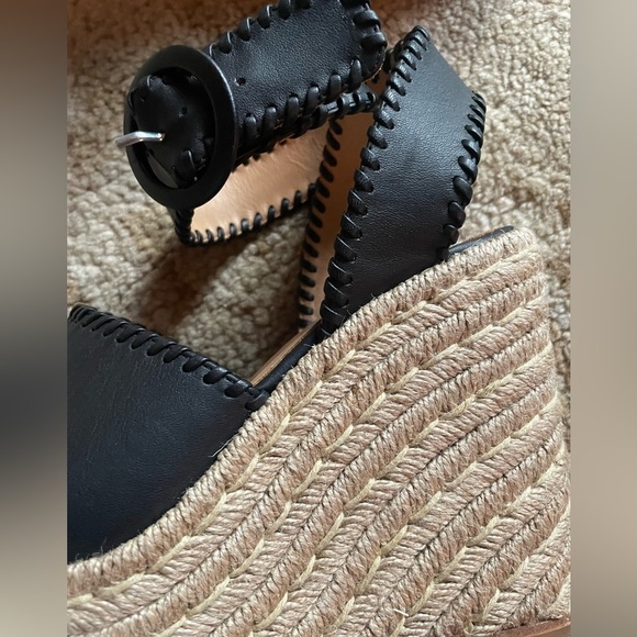 Paloma Barcelo Rafia Wedge Ankle Strap Heel 37 - Picture 4 of 10